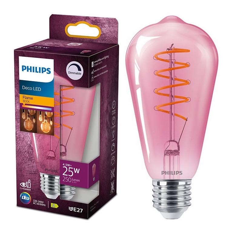 LED Stmívatelná žárovka DECO Philips ST64 E27/4,5W/230V 1800K