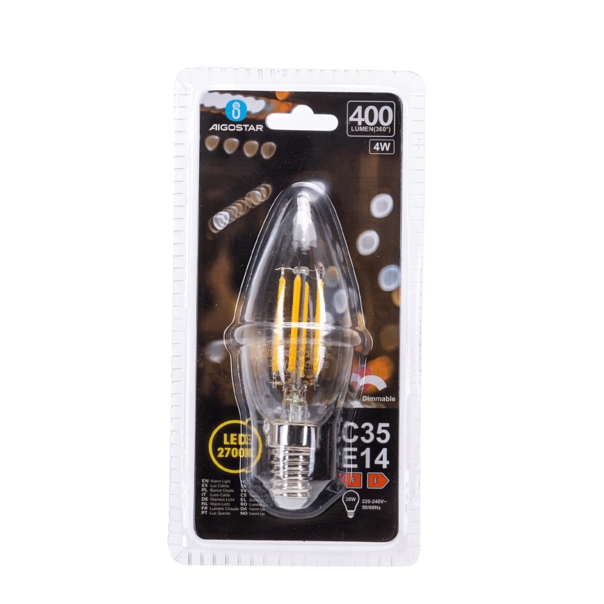 LED Stmívatelná žárovka FILAMENT C35 E14/4W/230V 2700K - Aigostar