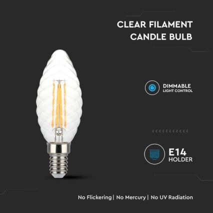 LED Stmívatelná žárovka FILAMENT E14/4W/230V 3000K