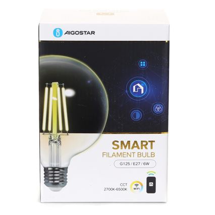 LED Stmívatelná žárovka FILAMENT G125 E27/6W/230V 2700-6500K Wi-Fi - Aigostar