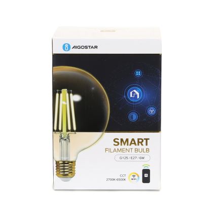 LED Stmívatelná žárovka FILAMENT G125 E27/6W/230V 2700-6500K Wi-Fi - Aigostar