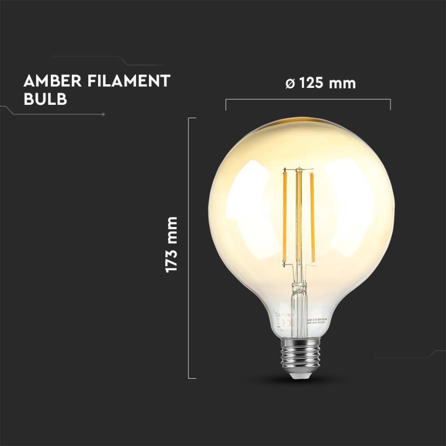 LED Stmívatelná žárovka FILAMENT G125 E27/8W/230V 2200K