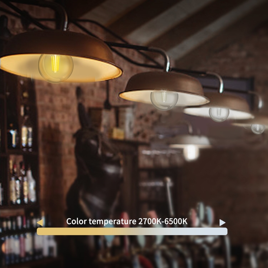 LED Stmívatelná žárovka FILAMENT G45 E27/4,5W/230V 2700-6500K Wi-Fi - Aigostar