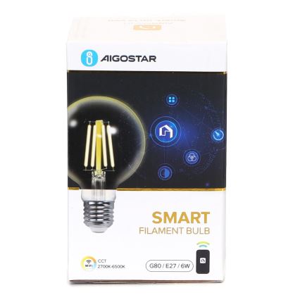 LED Stmívatelná žárovka FILAMENT G80 E27/6W/230V 2700-6500K Wi-Fi - Aigostar