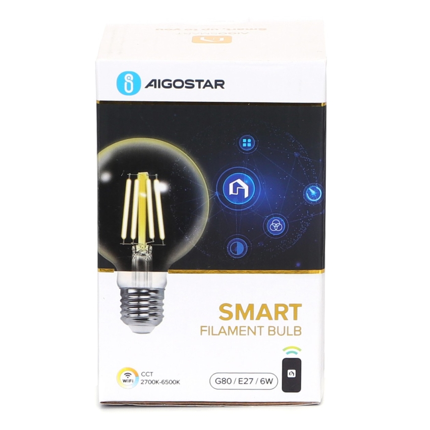 LED Stmívatelná žárovka FILAMENT G80 E27/6W/230V 2700-6500K Wi-Fi - Aigostar