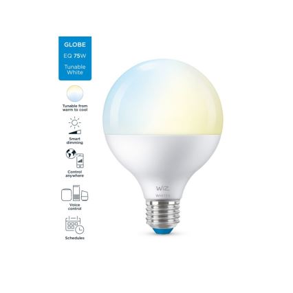 LED Stmívatelná žárovka G95 E27/11W/230V 2700-6500K CRI 90 Wi-Fi - WiZ