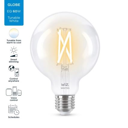 LED Stmívatelná žárovka FILAMENT G95 E27/6,7W/230V 2700-6500K CRI 90 Wi-Fi - WiZ