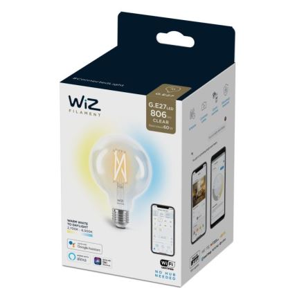 LED Stmívatelná žárovka FILAMENT G95 E27/6,7W/230V 2700-6500K CRI 90 Wi-Fi - WiZ