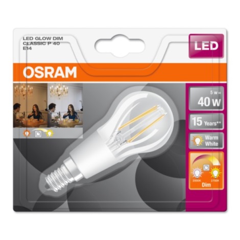 LED Stmívatelná žárovka GLOW E14/5W/230V 2200-2700K - Osram