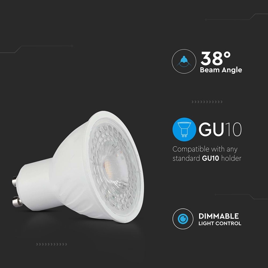 LED Stmívatelná žárovka GU10/6W/230V 6500K 38°