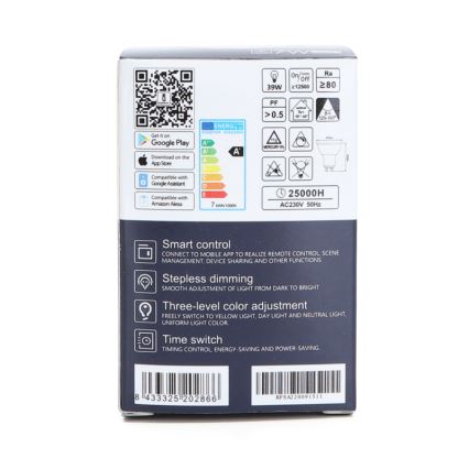 LED Stmívatelná žárovka GU10/7W/230V 3000-6500K Wi-Fi - Aigostar
