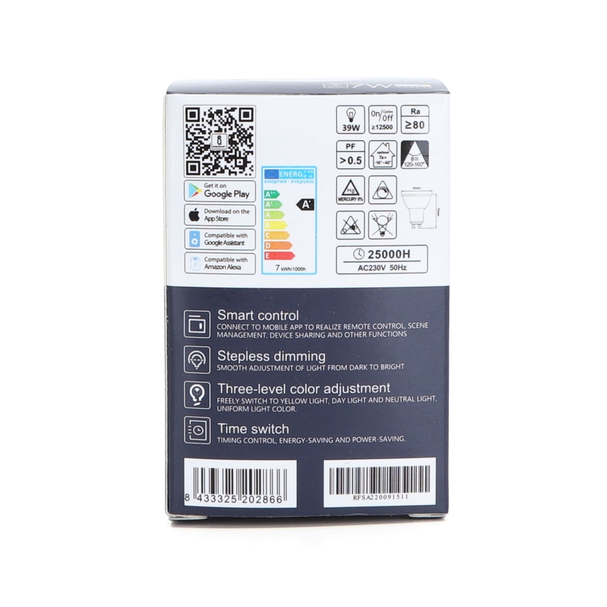 LED Stmívatelná žárovka GU10/7W/230V 3000-6500K Wi-Fi - Aigostar