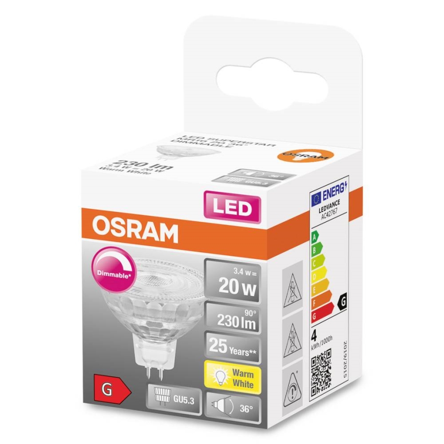 LED Stmívatelná žárovka GU5,3/3,4W/230V 2700K CRI 90 - Osram