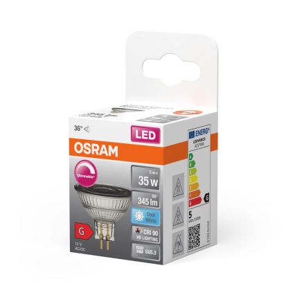 LED Stmívatelná žárovka MR16 GU5,3/5W/12V 4000K 36° CRI 90 - Osram