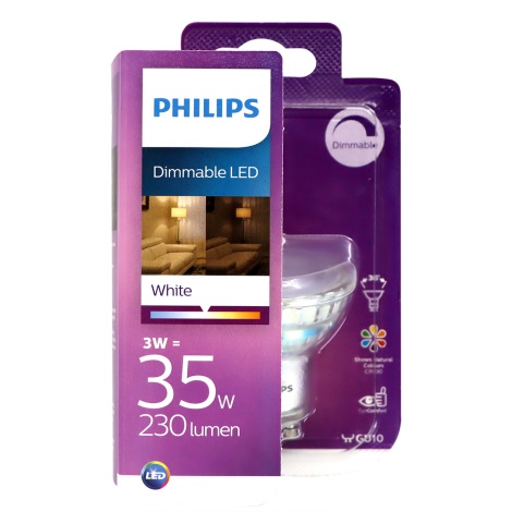 LED Stmívatelná žárovka Philips GU10/3W/230V 3000K