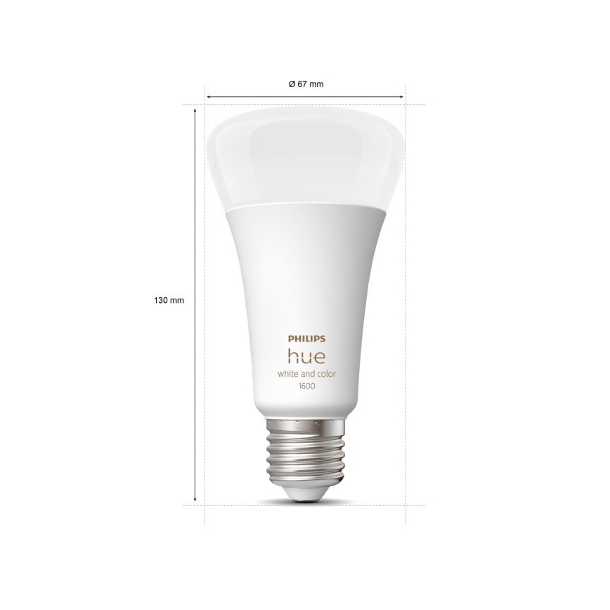 LED Stmívatelná žárovka Philips Hue White And Color Ambiance A67 E27/13,5W/230V 2000-6500K