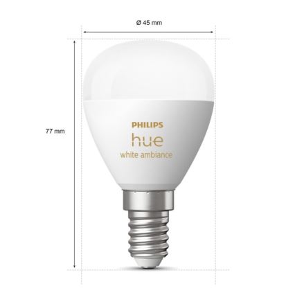 LED Stmívatelná žárovka Philips Hue WHITE AMBIANCE P45 E14/5,1W/230V 2200-6500K