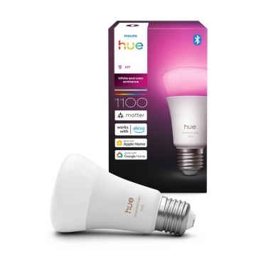 LED Stmívatelná žárovka Philips Hue WHITE AND COLOR AMBIANCE E27/8,1W/230V 1000-20000K