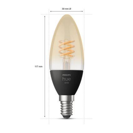 LED Stmívatelná žárovka Philips Hue WHITE FILAMENT E14/4,5W/230V 2100K