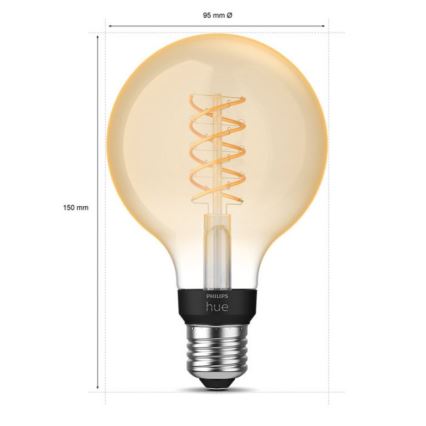 LED Stmívatelná žárovka Philips Hue WHITE FILAMENT G93 E27/7,2W/230V 2100K