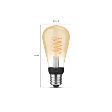 LED Stmívatelná žárovka Philips Hue WHITE FILAMENT ST64 E27/7W/230V 2100K