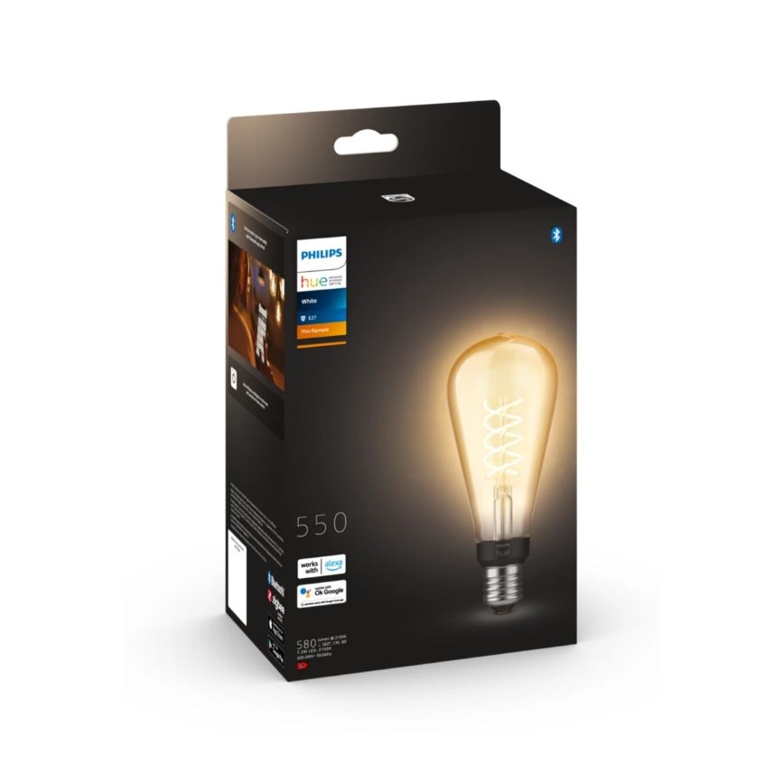 LED Stmívatelná žárovka Philips Hue WHITE FILAMENT ST72 E27/7W/230V 2100K