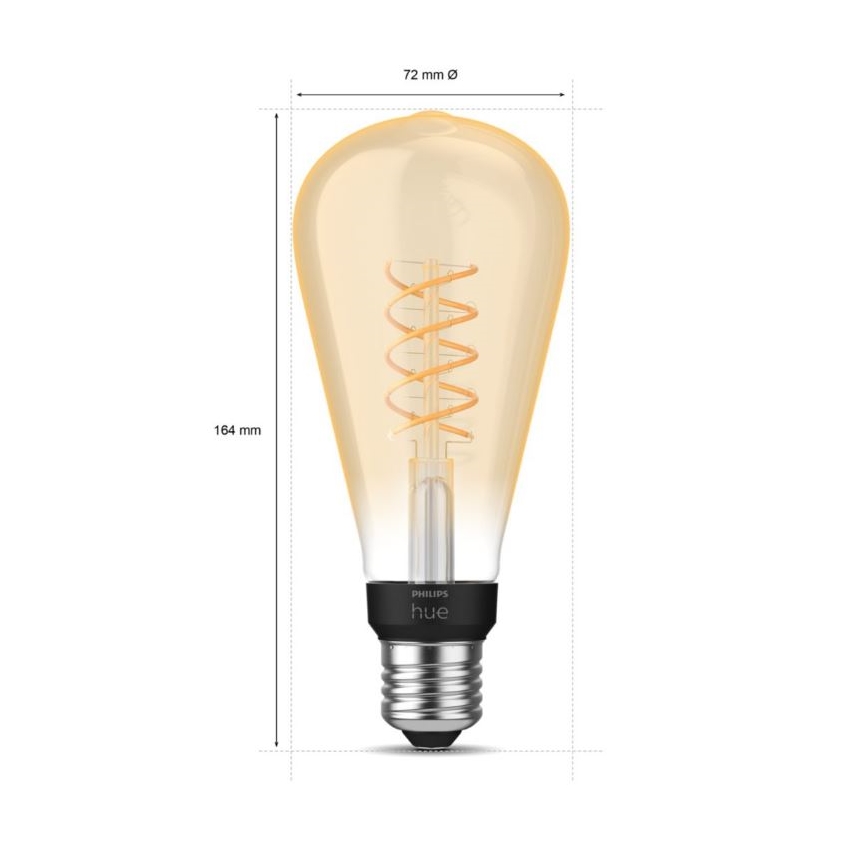 LED Stmívatelná žárovka Philips Hue WHITE FILAMENT ST72 E27/7W/230V 2100K
