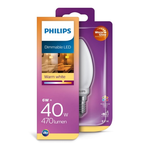 LED Stmívatelná žárovka Philips Warm Glow E14/6W/230V 2200-2700K 