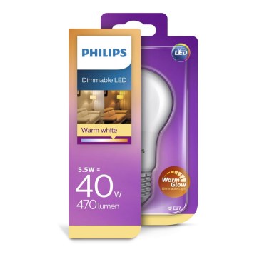 LED Stmívatelná žárovka Philips Warm Glow E27/5,5W/230V 2200-2700K 