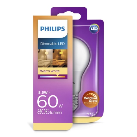 LED Stmívatelná žárovka Philips Warm Glow E27/8,5W/230V 2200-2700K