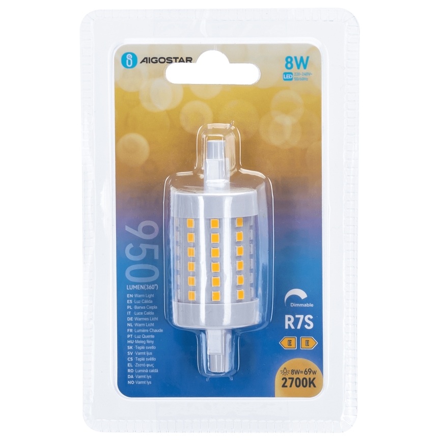 LED Stmívatelná žárovka R7s/8W/230V 2700K - Aigostar