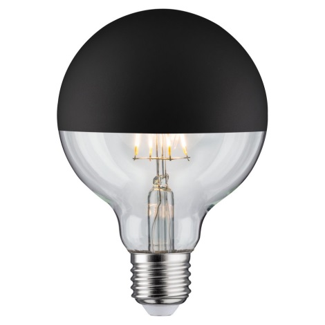 LED Stmívatelná žárovka se zrcadlovým vrchlíkem GLOBE G95 E27/6,5W/230V 2700K černá - Paulmann 28676