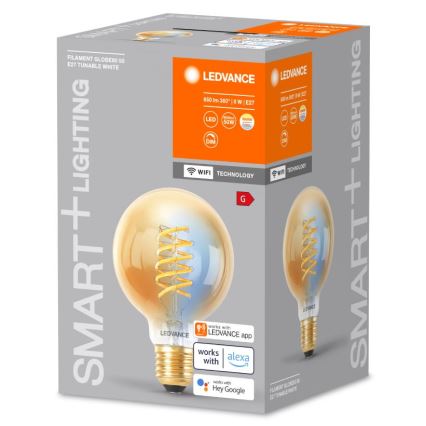 LED Stmívatelná žárovka SMART+ FILAMENT GLOBE G80 E27/8W/230V 2200-5000K Wi-Fi - Ledvance