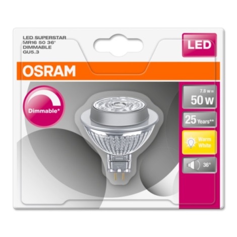 LED Stmívatelná žárovka SUPERSTAR GU5,3/7,8W/12V 2700K - Osram