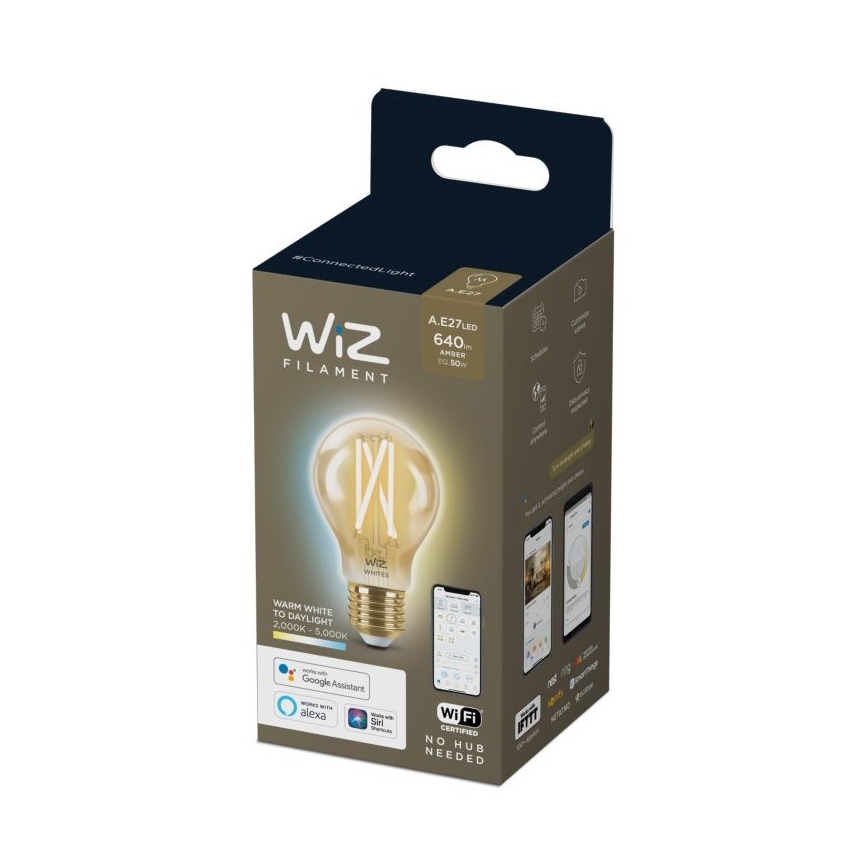 LED Stmívatelná žárovka VINTAGE FILAMENT A60 E27/6,7W/230V 2000-5000K CRI 90 Wi-Fi - WiZ