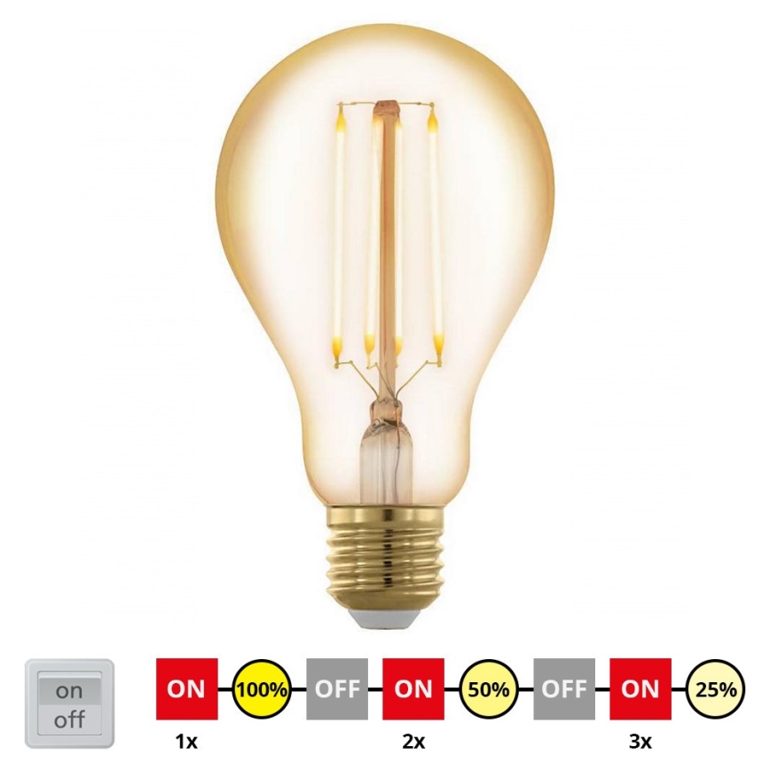 LED Stmívatelná žárovka VINTAGE A75 E27/4W/230V 2200K - STEPDIMMING - Eglo 12858