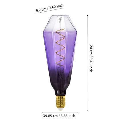 LED Stmívatelná žárovka VINTAGE E27/4W/230V 1800K fialová - Eglo 110237