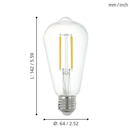 LED Stmívatelná žárovka VINTAGE E27/6W/230V 2700K - Eglo 11862