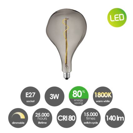 LED Stmívatelná žárovka VINTAGE EDISON E27/3W/230V 1800K