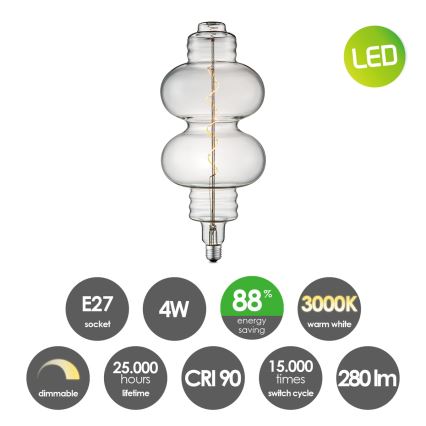 LED Stmívatelná žárovka VINTAGE EDISON E27/4W/230V 2200K CRI 90