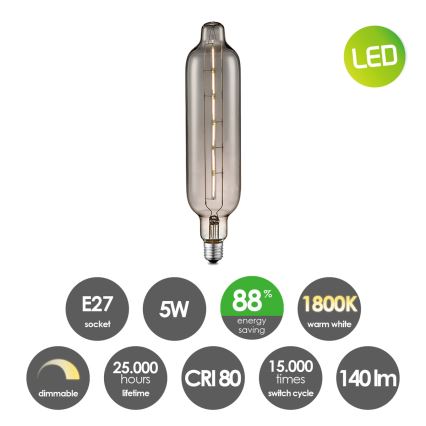 LED Stmívatelná žárovka VINTAGE EDISON E27/5W/230V 1800K