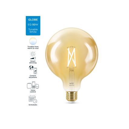 LED Stmívatelná žárovka VINTAGE FILAMENT G125 E27/6,7W/230V 2000-5000K CRI 90 Wi-Fi - WiZ