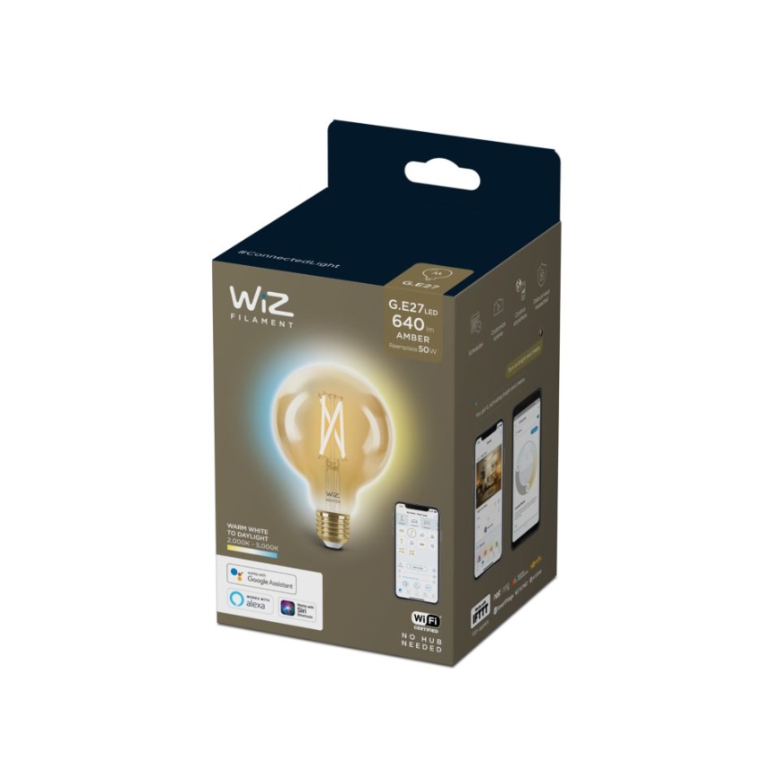 LED Stmívatelná žárovka VINTAGE FILAMENT G95 E27/6,7W/230V 2000-5000K CRI 90 Wi-Fi - WiZ