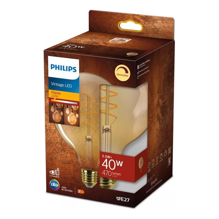 LED Stmívatelná žárovka VINTAGE Philips G125 E27/5,5W/230V 2200K