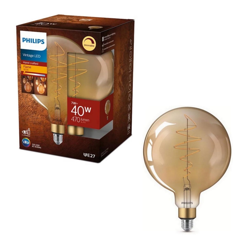 LED Stmívatelná žárovka VINTAGE Philips G200 E27/7W/230V 2000K