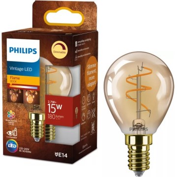LED Stmívatelná žárovka VINTAGE Philips P45 E14/2,7W/230V 1800K