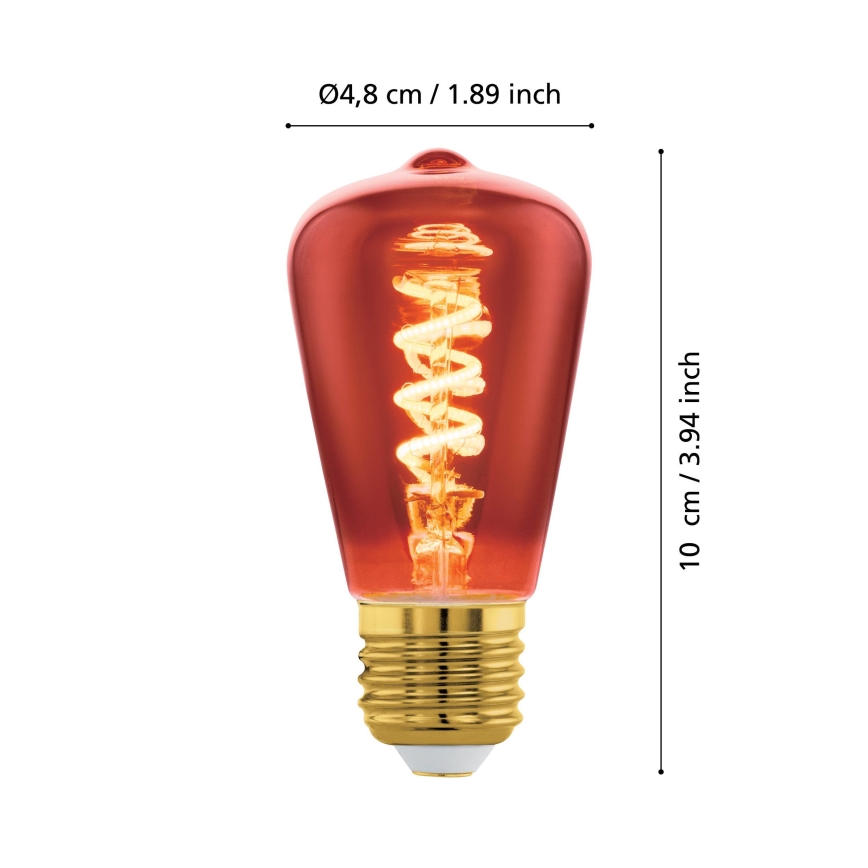 LED Stmívatelná žárovka VINTAGE ST48 E27/4W/230V 2000K červená - Eglo 110199