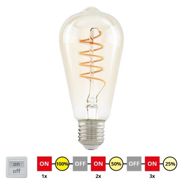 LED Stmívatelná žárovka VINTAGE ST64 E27/4W/230V 2200K - STEPDIMMING - Eglo 12522