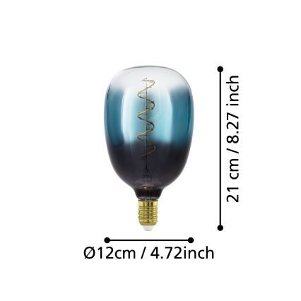 LED Stmívatelná žárovka VINTAGE T120 E27/4W/230V 2000K modrá - Eglo 110224