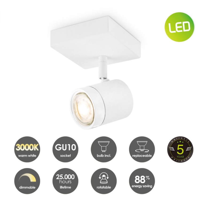LED Stmívatelné bodové svítidlo MANU 1xGU10/5,8W/230V bílá